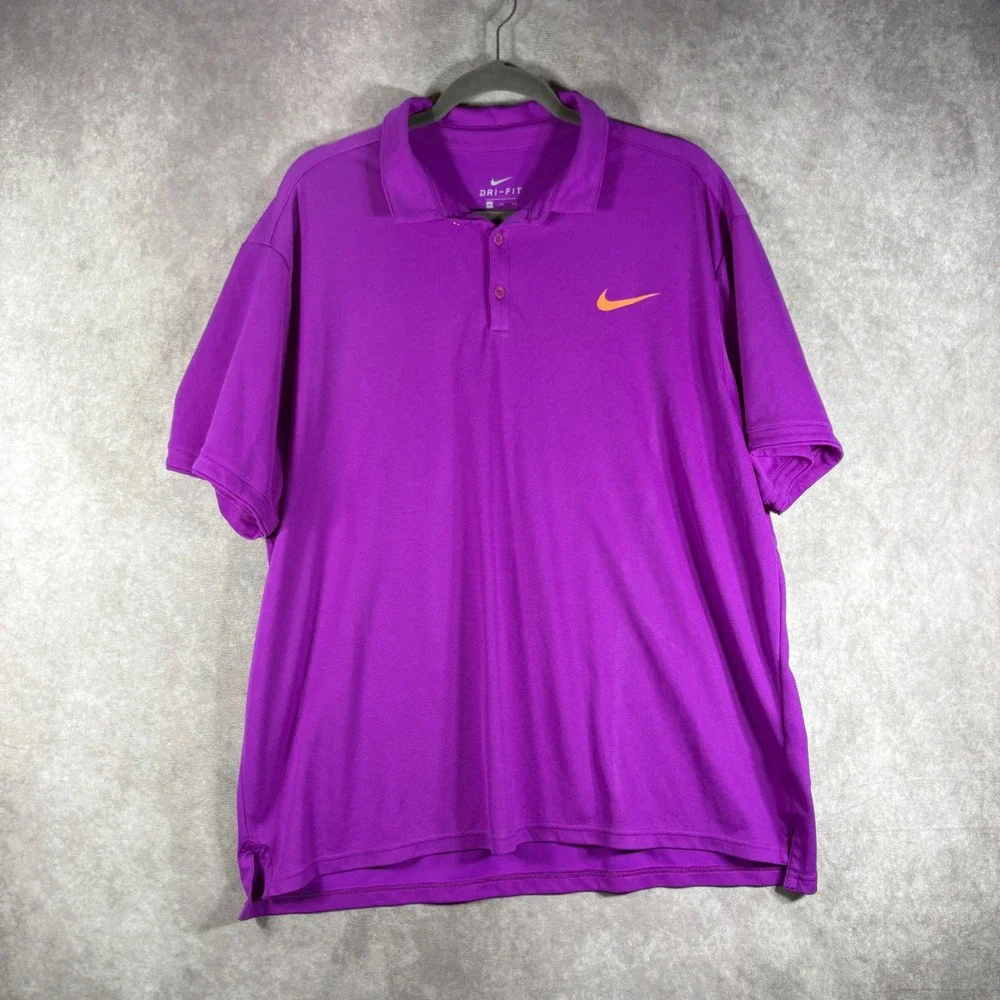 Nike Polo Shirt Mens XXL Purple Dri-Fit Golf Performance Short Sleeve Active